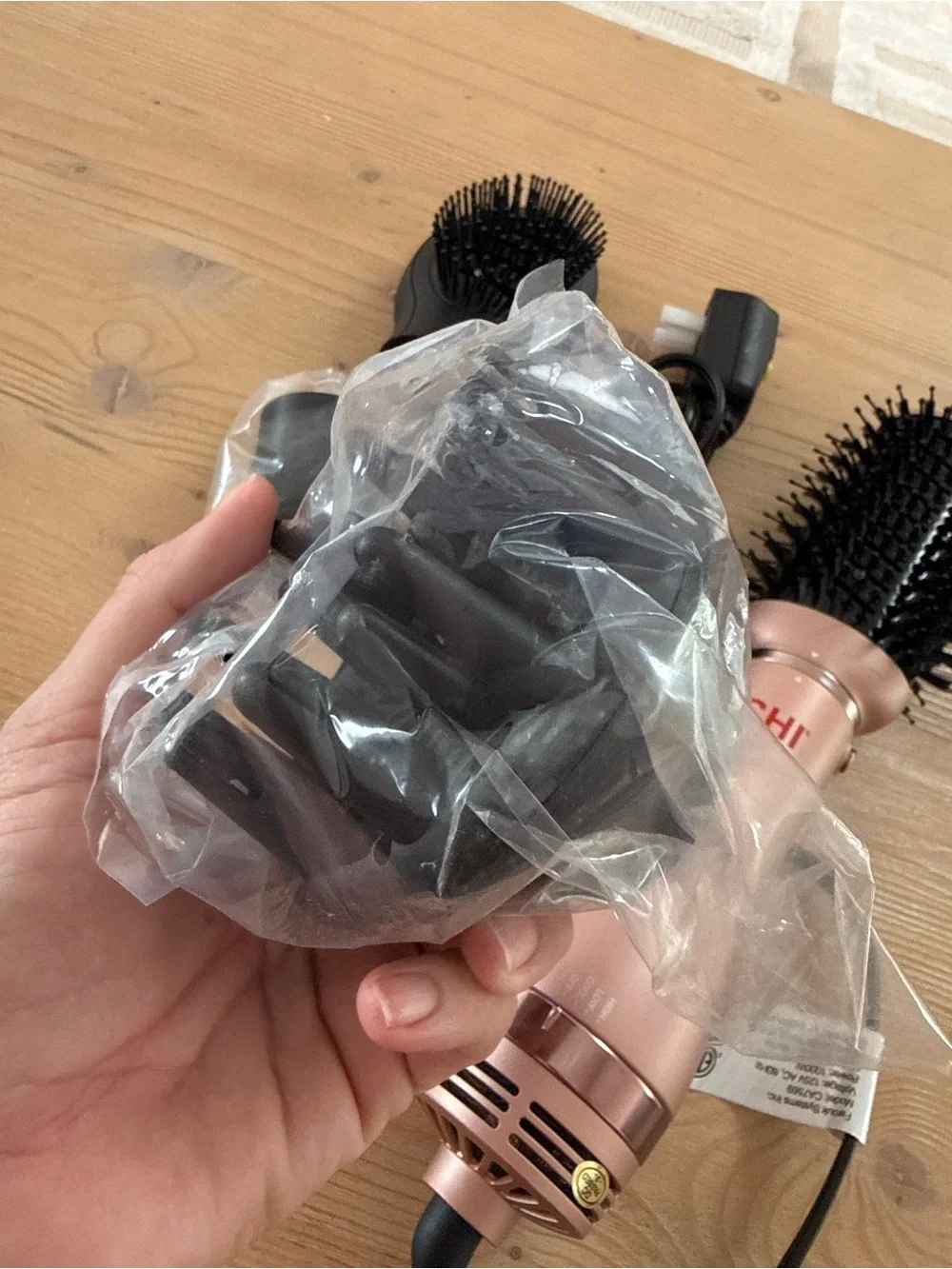 Chi Rose Gold 3-in-1 Hair Styler Brush - New